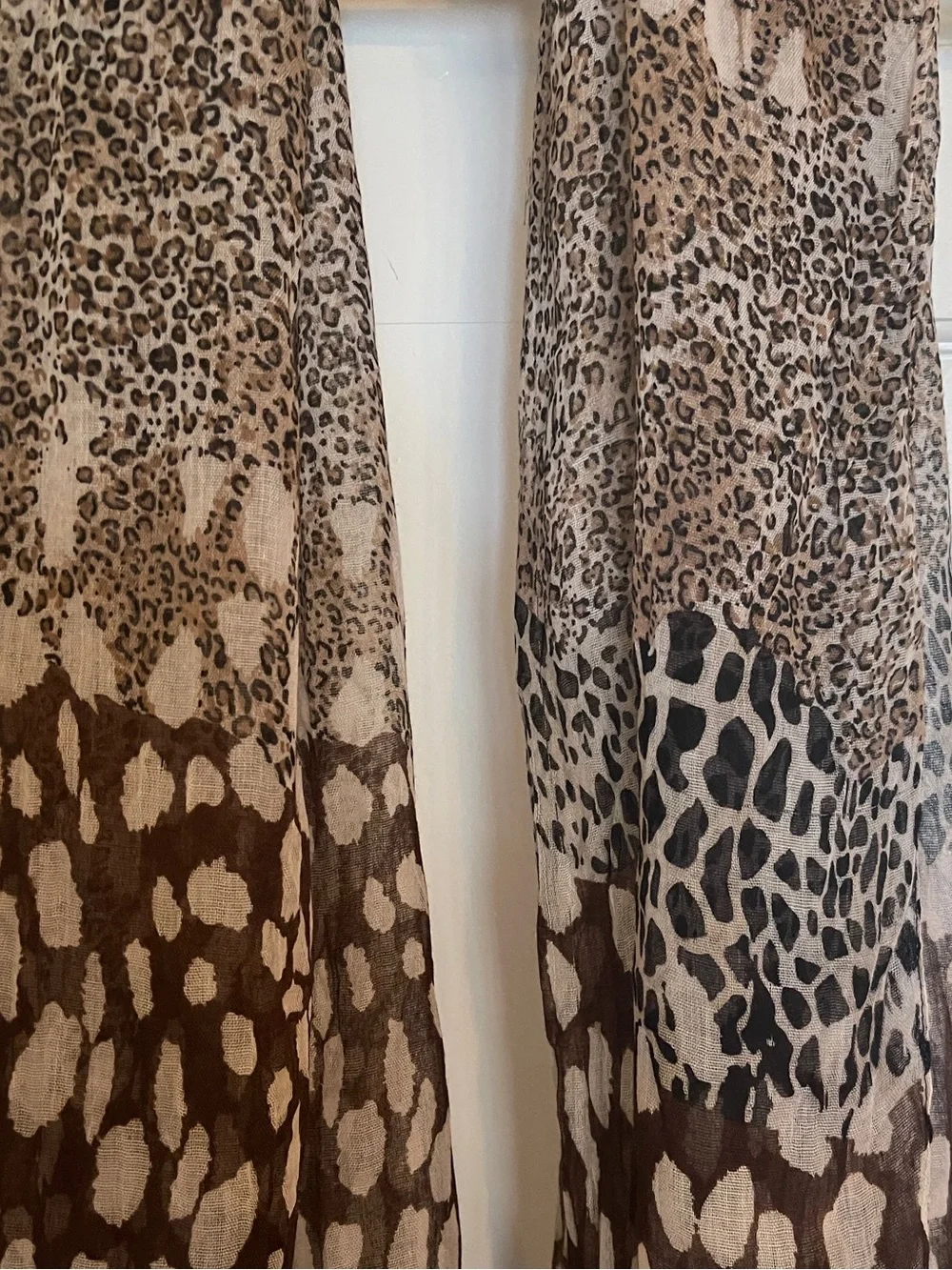 Brown Leopard Mixed Animal Print Lightweight, Sheer Oversized Scarf